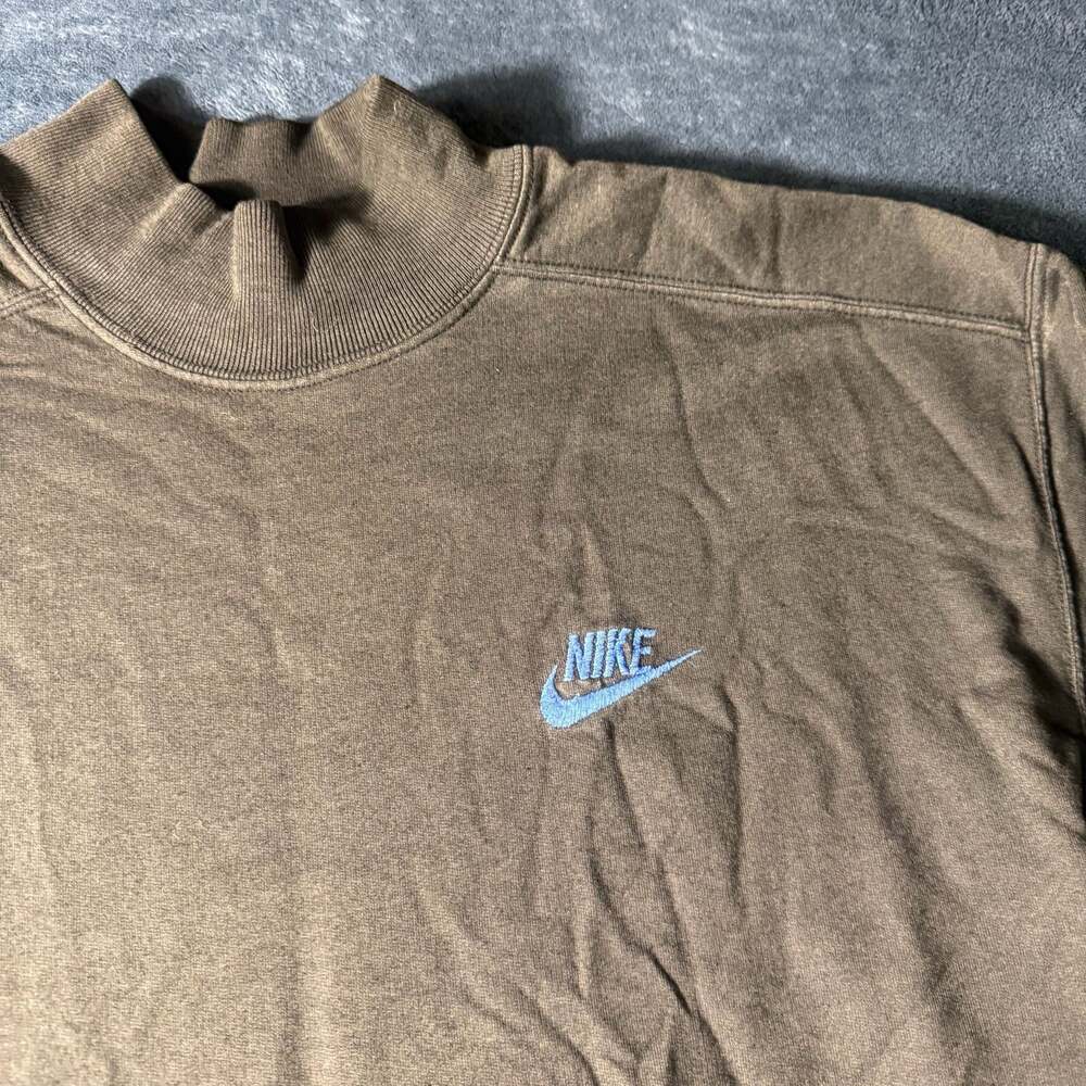 Nike Vintage 90s/Y2K Nike Swoosh Logo Turtleneck Sweatshirt Brown Size L